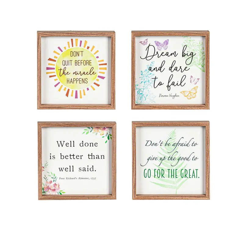 10" H x 10" L Inpirational Wall Art, Asst of 4