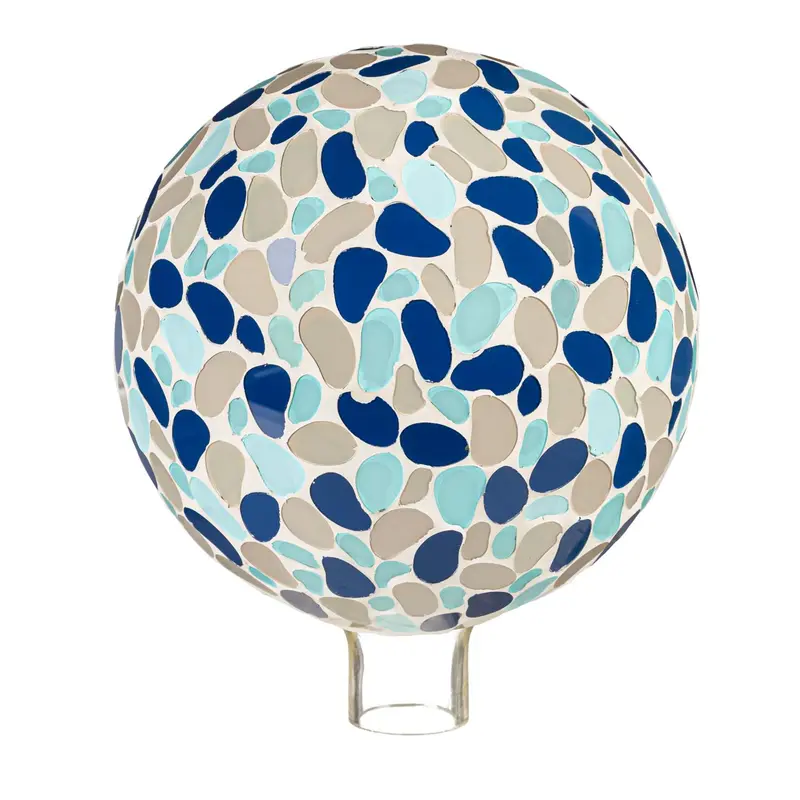 10" Mosaic Glass Gazing Ball, Blue Cobblestone