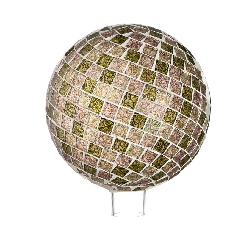 10" Mosaic Glass Gazing Ball, Purple & Green Tiles