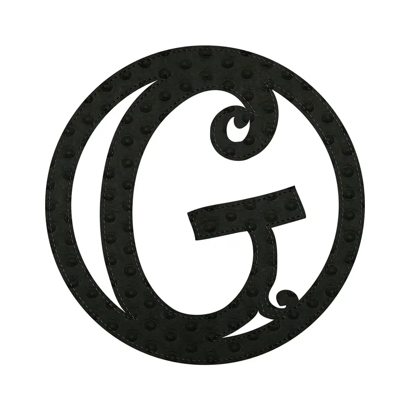 10" Pin-On Black Embossed Felt Monogram Letter G,20072pg