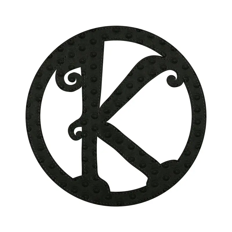 10" Pin-On Black Embossed Felt Monogram Letter K,20072pk