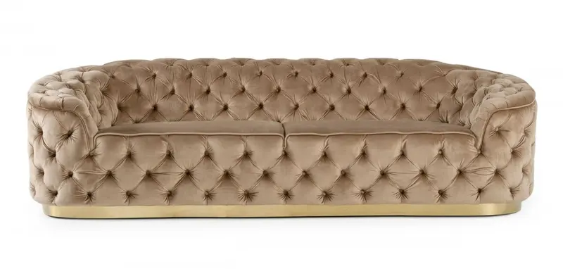 102.4" Beige And Gold Three Person Standard Metal Legs Sofa By Homeroots