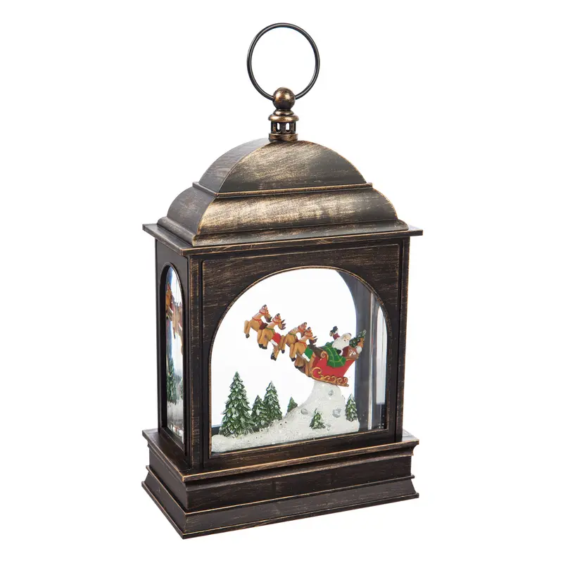 11'' Tall LED Musical Lantern with Spinning Action and Timer function Table Decor, Holiday Delivery,3wgl162