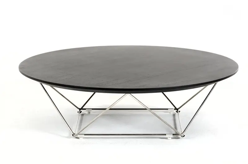 11' Wenge Veneer and Stainless Steel Coffee Table By Homeroots