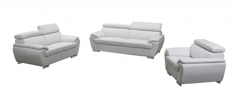 114" Captivating White Leather Sofa Set By Homeroots