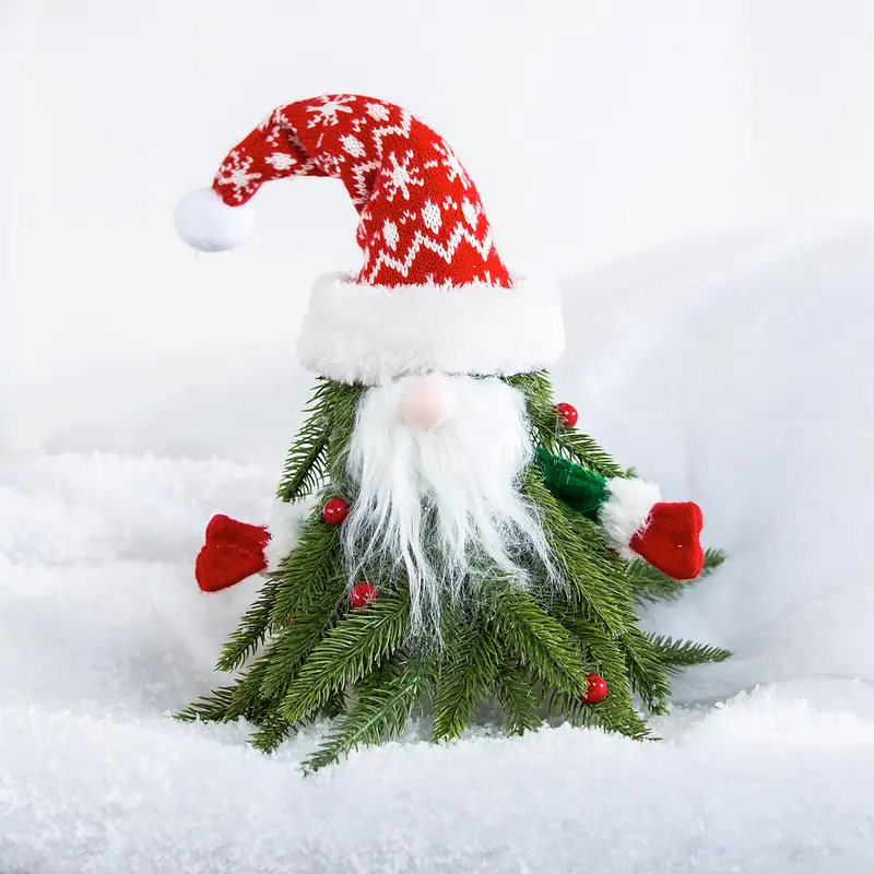 12" Artificial Pine Gnome Table Decor, 2 Asst