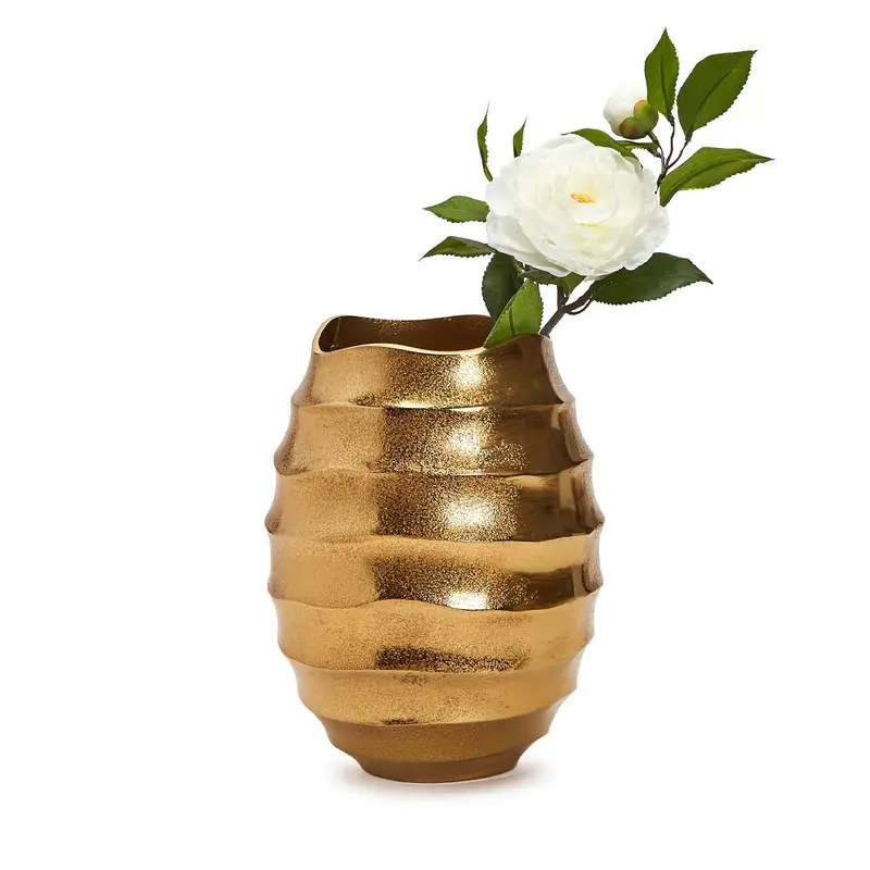 12" Golden Wave Vase Set Of 2 By Tozai Home