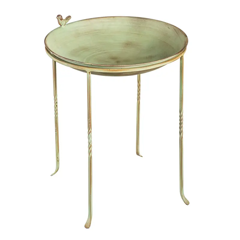 12" Green Patina Metal Bird Bath