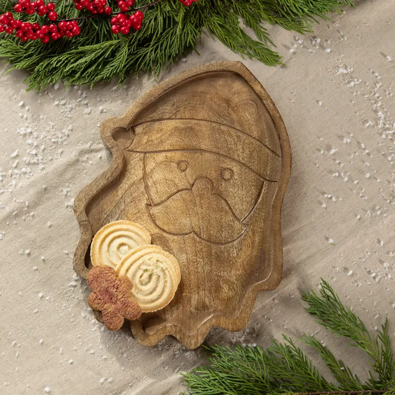 12" Wood Santa Serving Board,3tw008