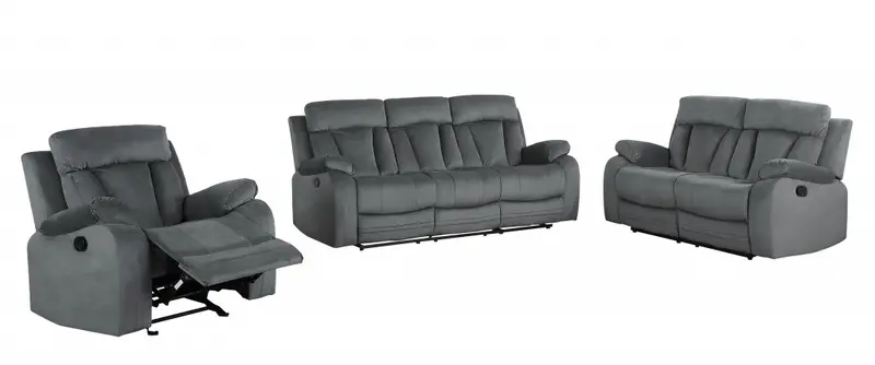 120" Modern Grey Fabric Sofa Set By Homeroots