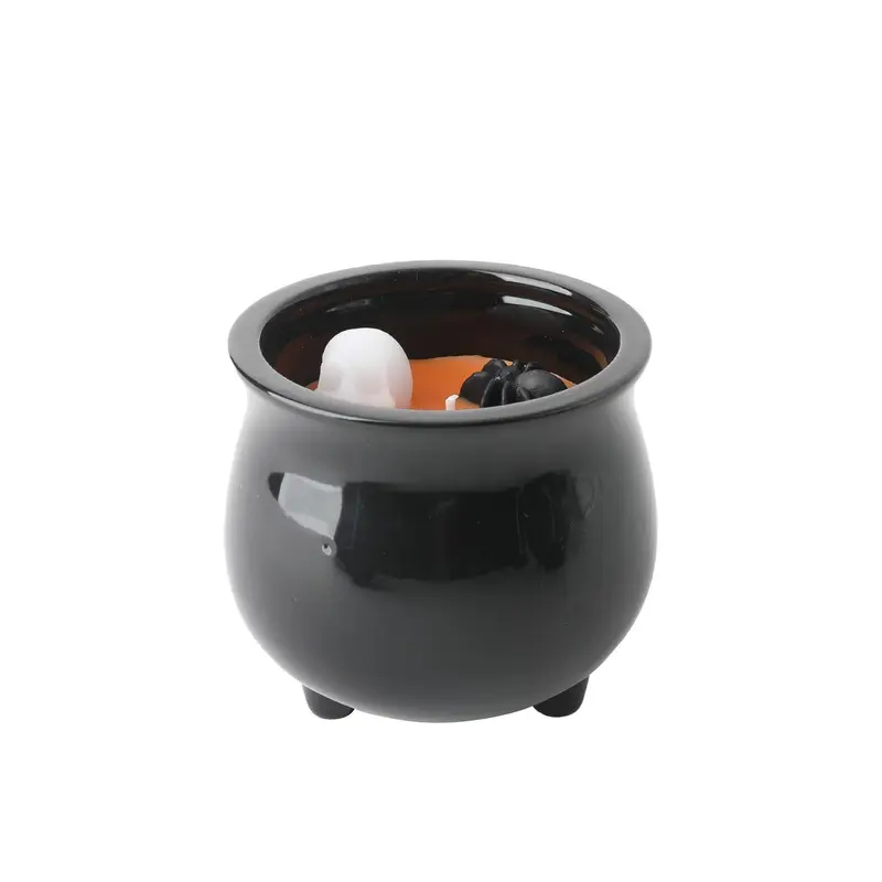 12oz Halloween Themed Cauldron Candle Orange