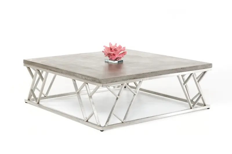 13' Concrete and Steel Coffee Table By Homeroots