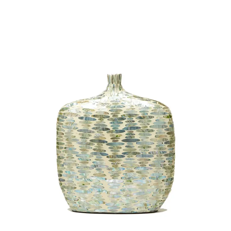 13" Palawan Teardrop Jug Vase MOP/Resin Set Of 2 By Tozai Home