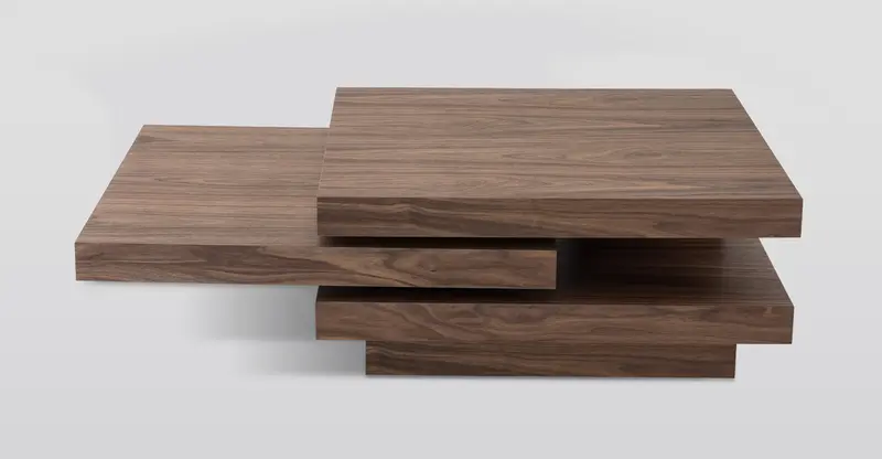 13' Walnut Veneer Coffee Table By Homeroots