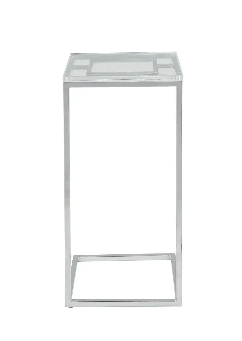 13' X 13' X 26' Clear Acrylic Chrome Metal Side Table By Homeroots