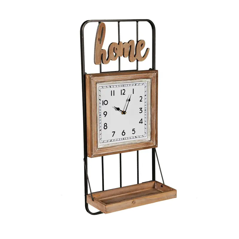 13" x 28" Home Wall Clock and Shelf