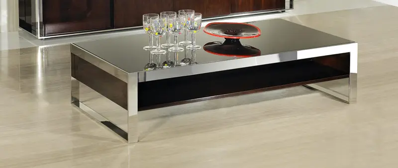 14" Ebony Lacquer MDF and Steel Coffee Table By Homeroots