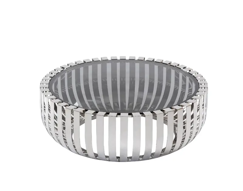 14' Glass and Stainless Steel Round Coffee Table By Homeroots