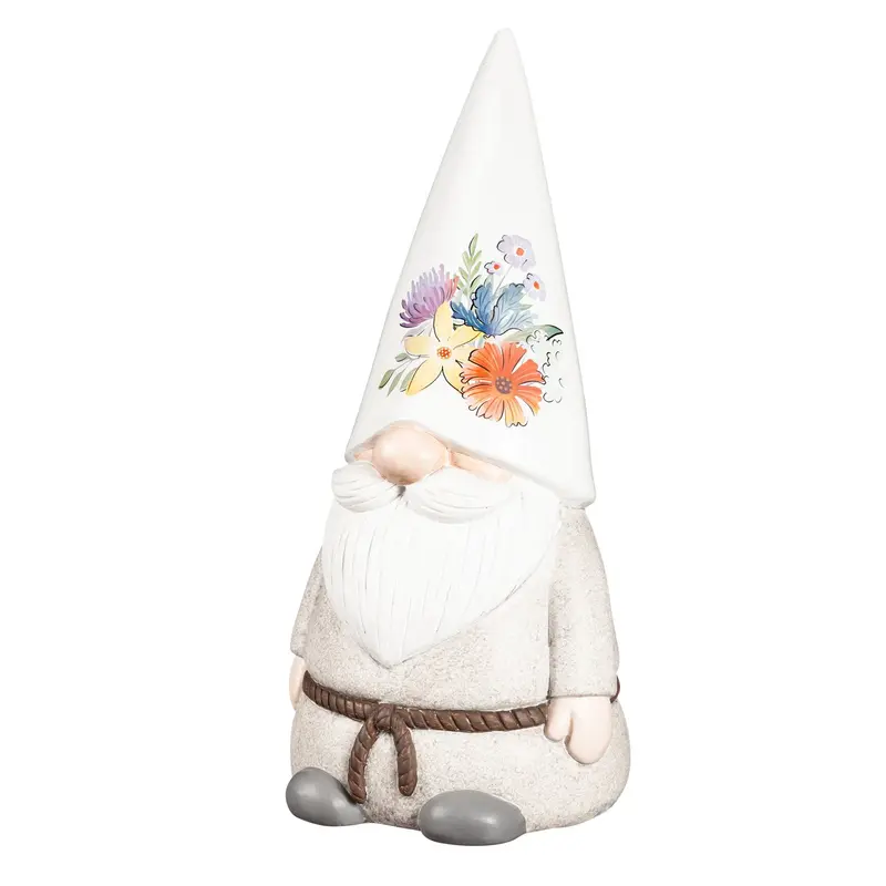 14"H Ceramic Wildflower Gnome Garden Statuary,2cg352