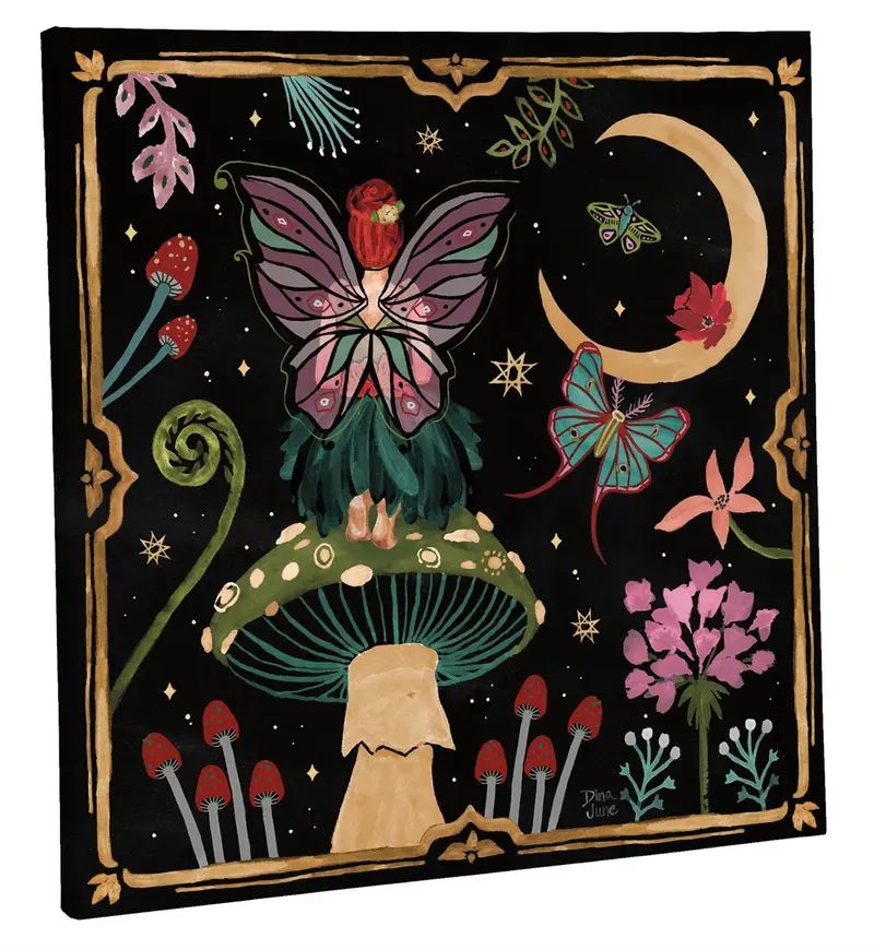 14" H x 14" L Outdoor Canvas, Fairy Staring at the Moon