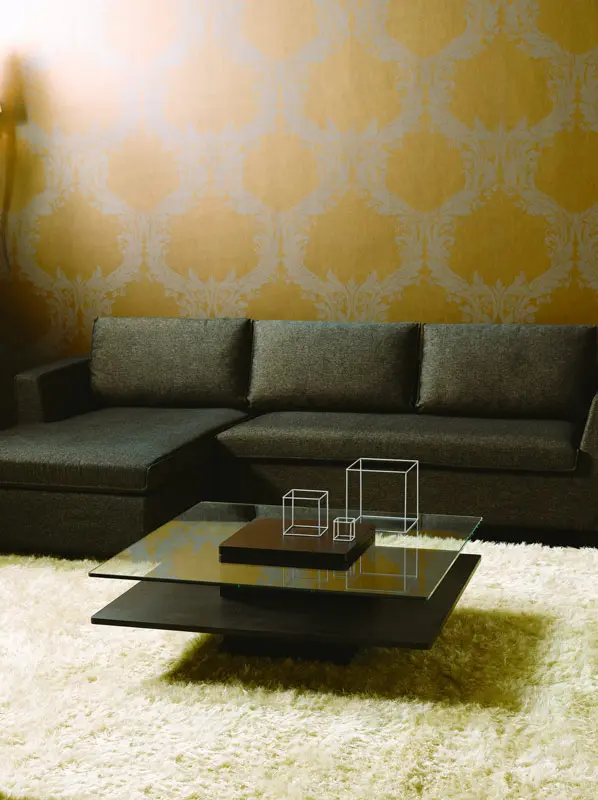 14' Oak MDF Glass and Veneer Coffee Table By Homeroots