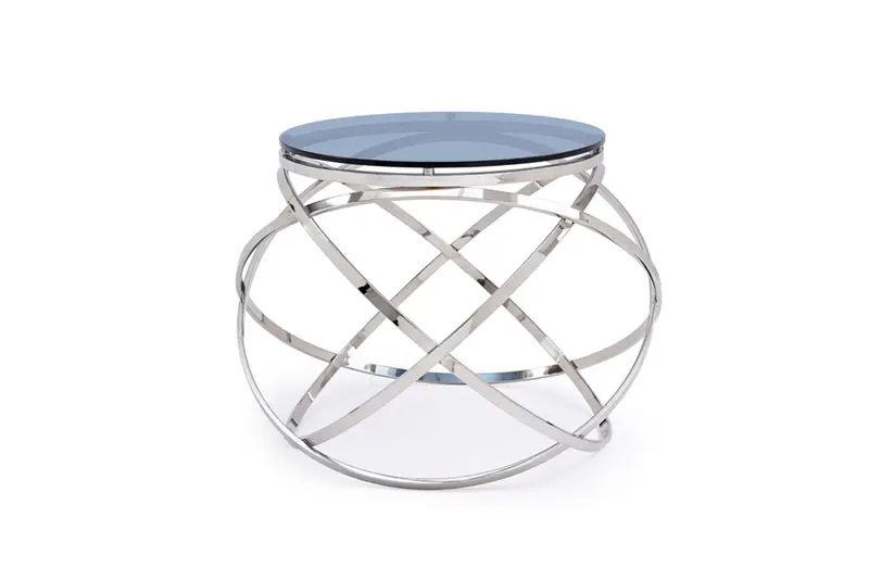 14' Smoked Glass and Stainless Steel End Table By Homeroots
