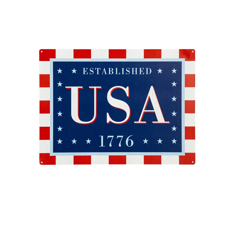 15.5"L x 11.5"H Metal USA Wall Decor, Est. 1776,6m9228