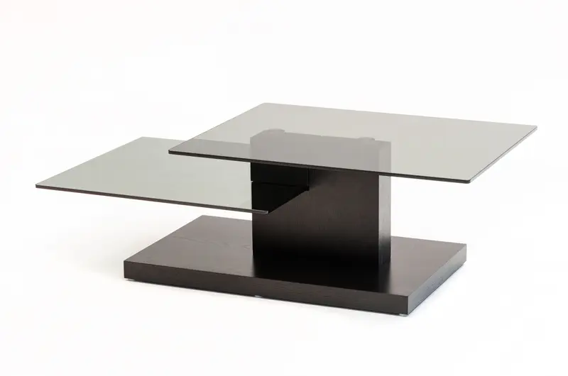 15' Black Oak MDF and Glass Coffee Table By Homeroots