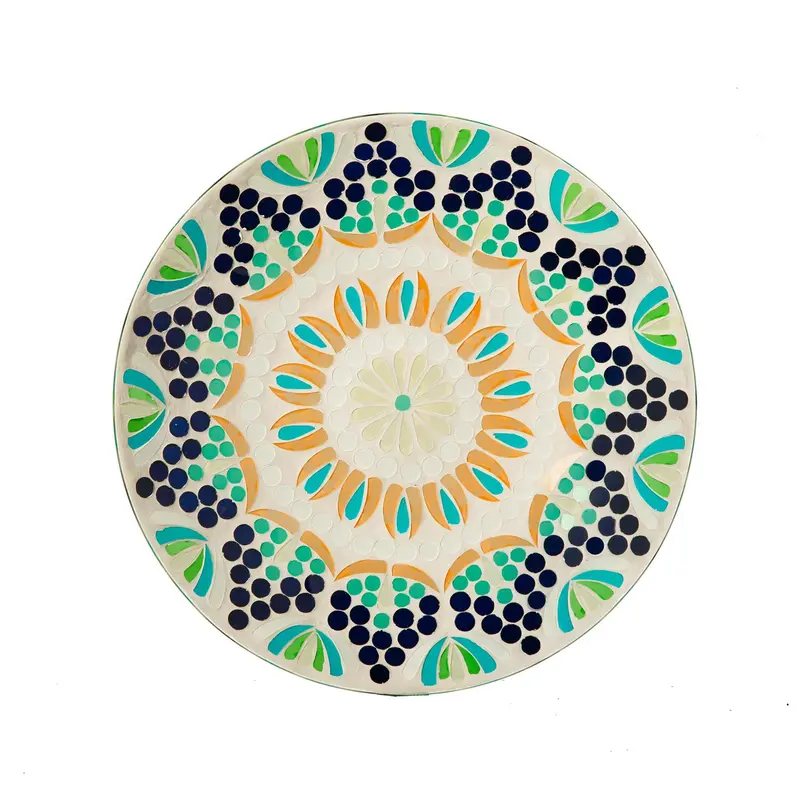 15" Colorful Mosaic Tile Bird Bath