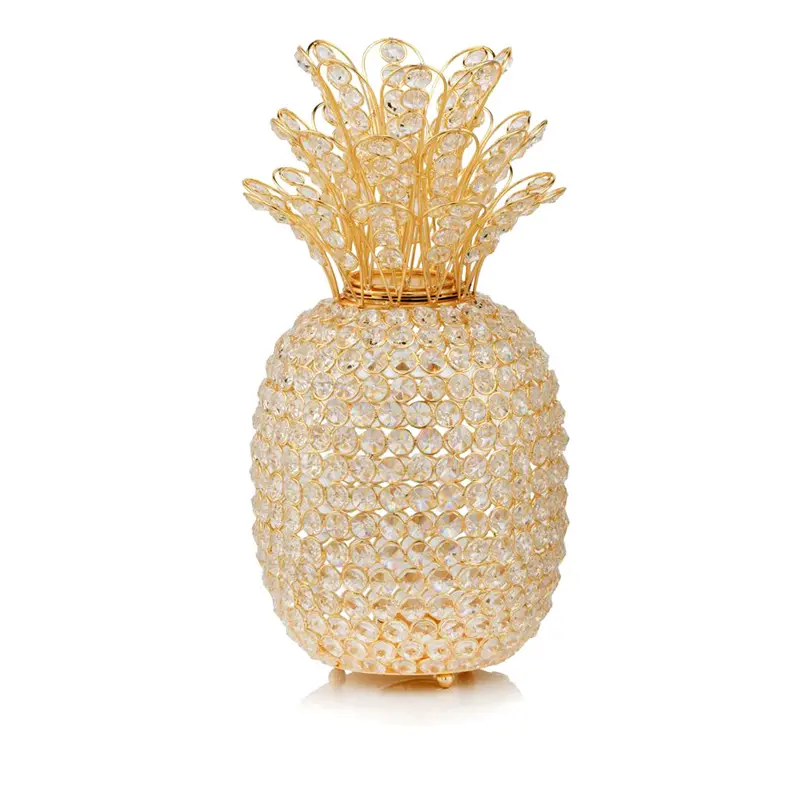 15" Gold Pineapple Faux Crystal Sculpture By Homeroots