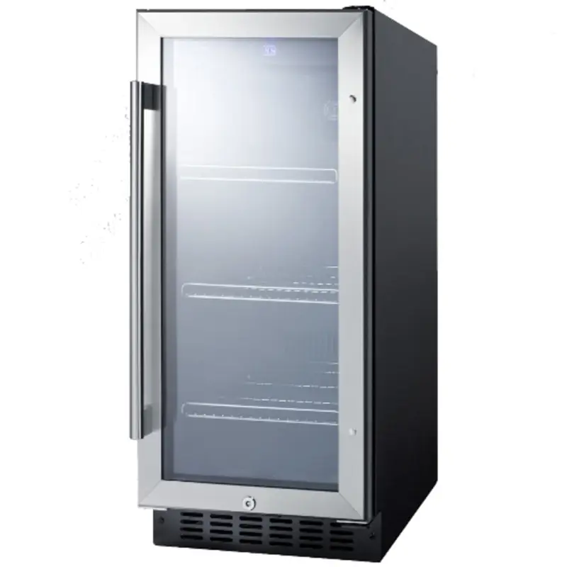 15 Inch Wide 2.5 Cu. Ft. Undercounter Glass Door Wine and Beverage Cooler with Sliding Shelves
