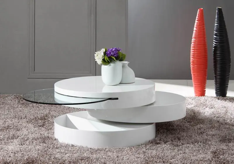 15' MDF and Glass Swivel Coffee Table By Homeroots