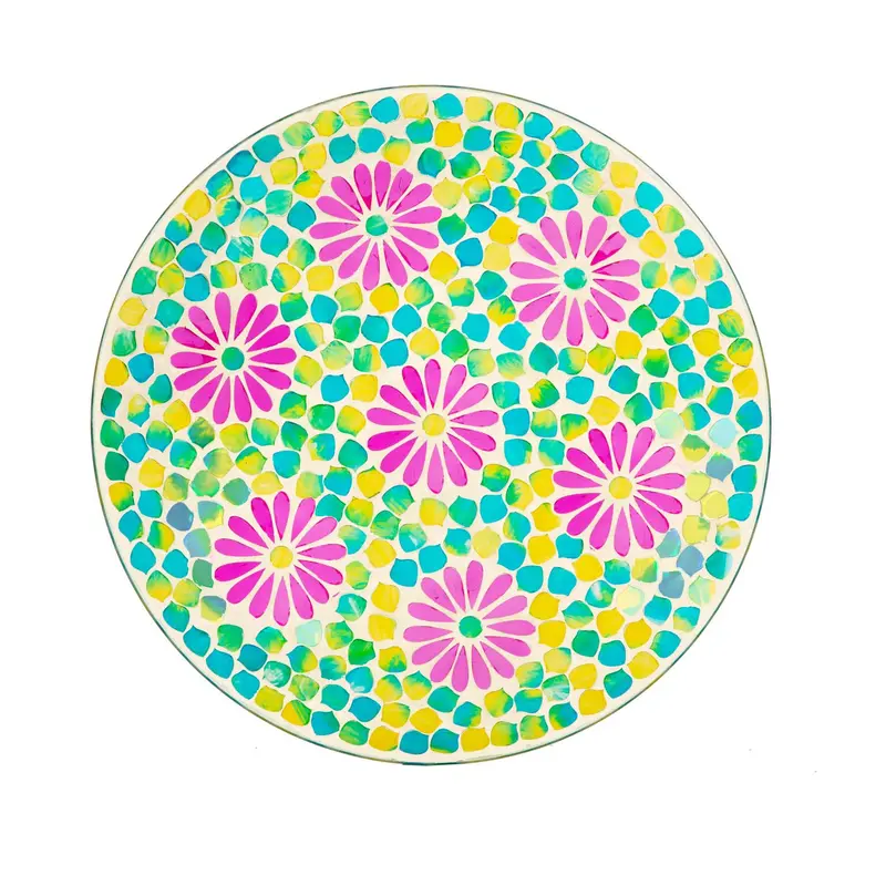 15" Mosaic Radiant Flower Bird Bath