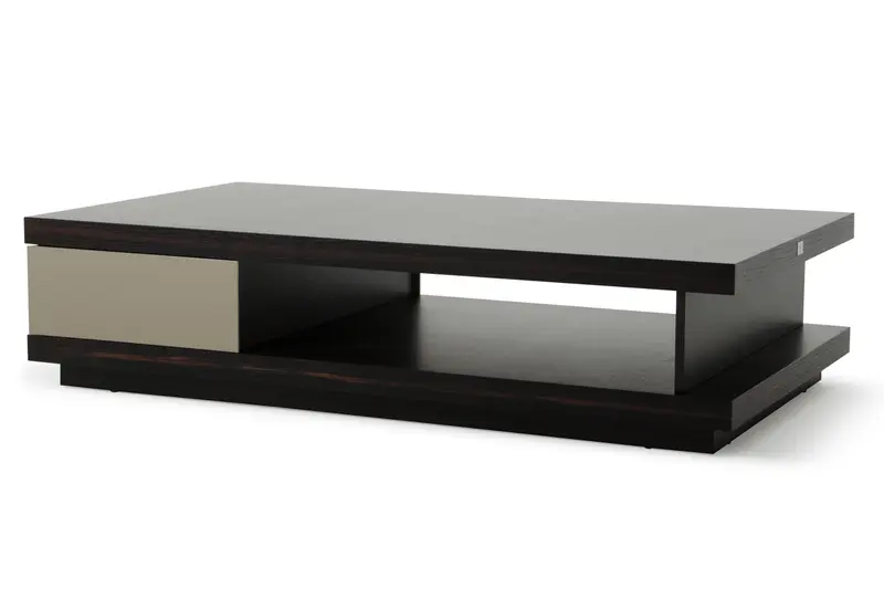 15' Oak and Grey Gloss Veneer Coffee Table By Homeroots
