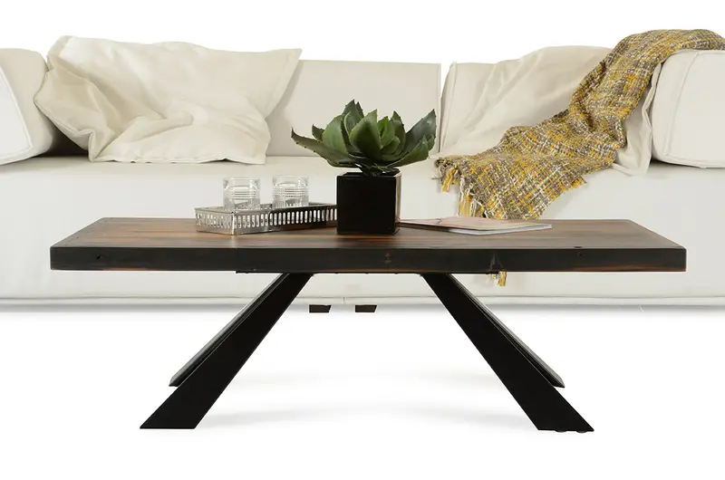 15' Ship Wood and Metal Coffee Table By Homeroots