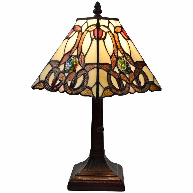 15" Tiffany Style Vintage Abstract Brown Table Lamp By Homeroots