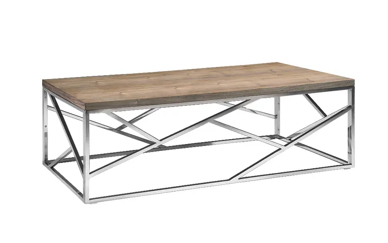 15' Walnut Veneer and Steel Coffee Table By Homeroots