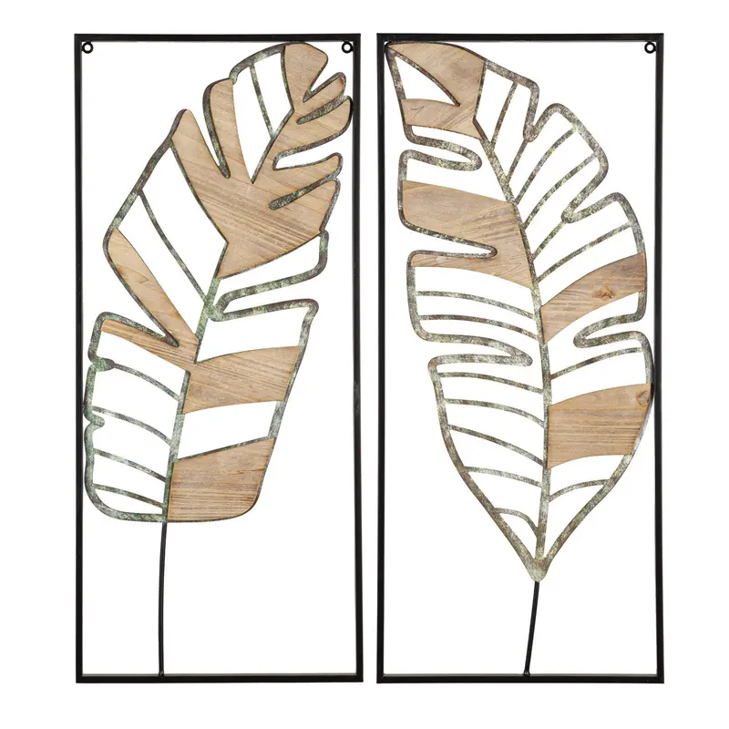 16"L x 35"H Metal Wall Décor, Palm Leaves, 2 Assort