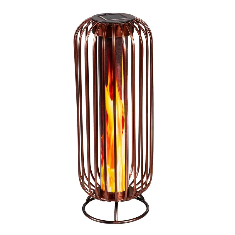 16" Solar Flame Lantern, Bronze Oval
