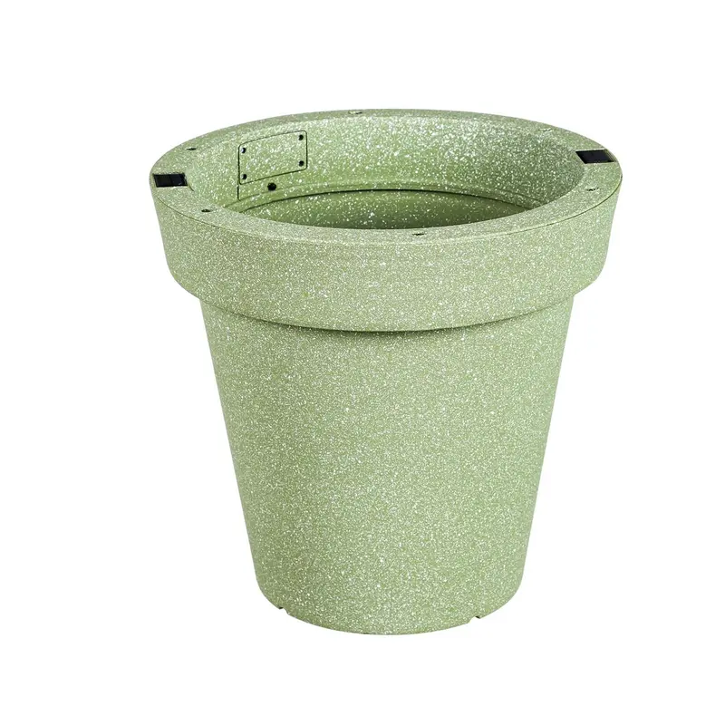 16" Solar Lit Plastic Planter, Green