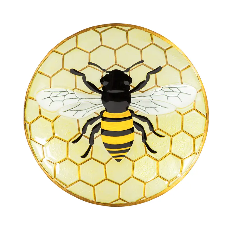 18" Glass Bird Bath, Bee,2gb781