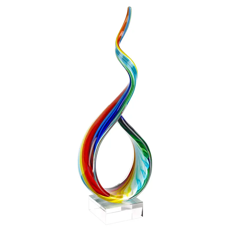 18 MultiColor Art Glass Centerpiece on Crystal Base By Homeroots