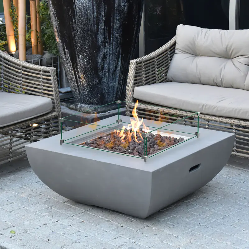 18" Square Glass Fire Pit Flame Guard By Homeroots