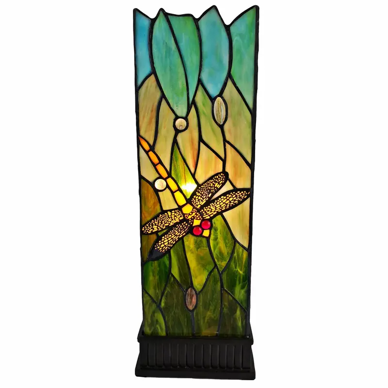 18" Tiffany Style Dragonfly Dark Brown Base Table Lamp By Homeroots