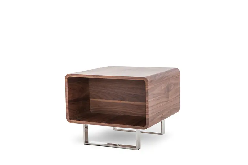 19' Walnut Veneer and Steel End Table By Homeroots