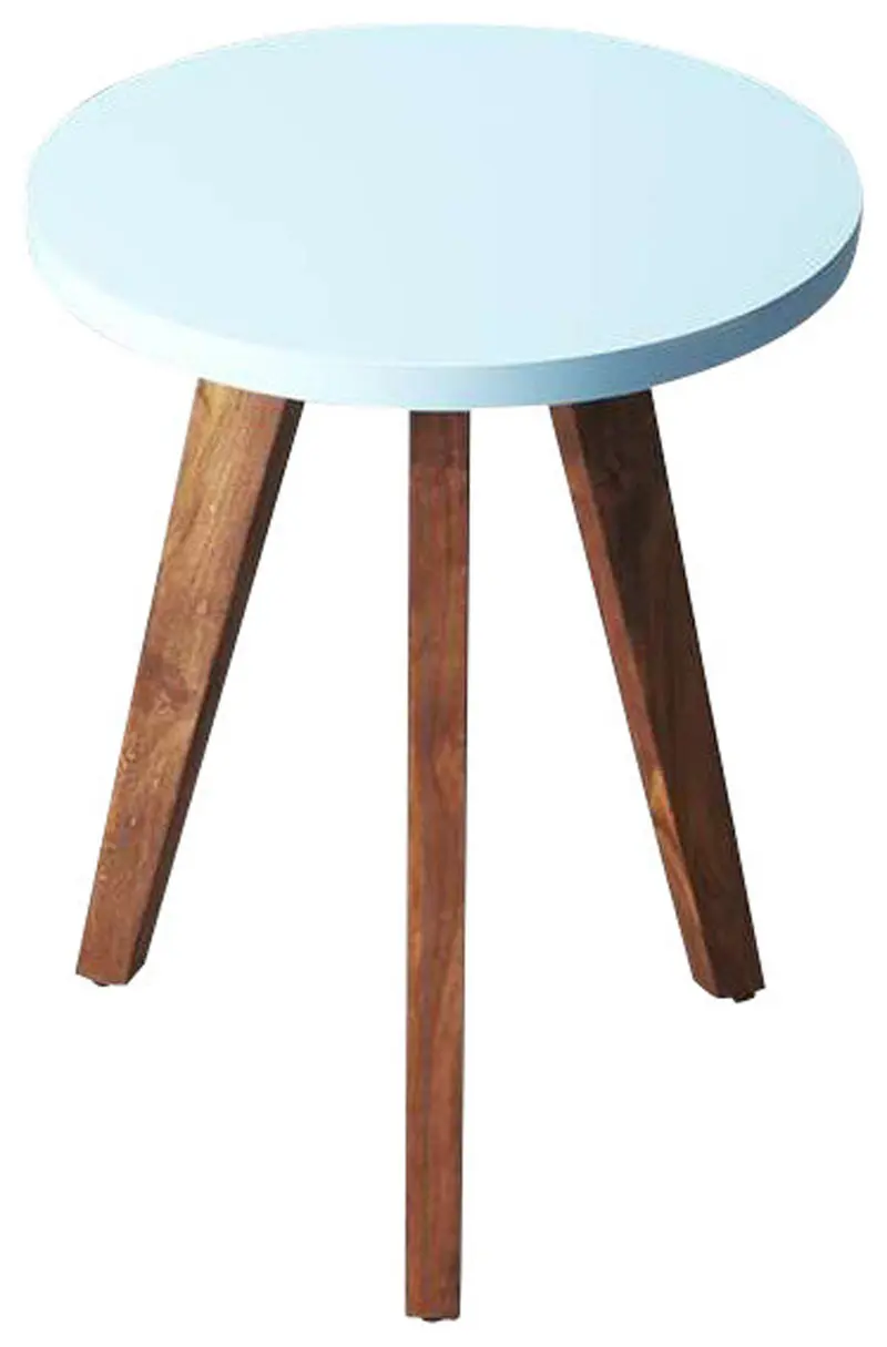 20" Brown And White Manufactured Wood Round End Table By Homeroots