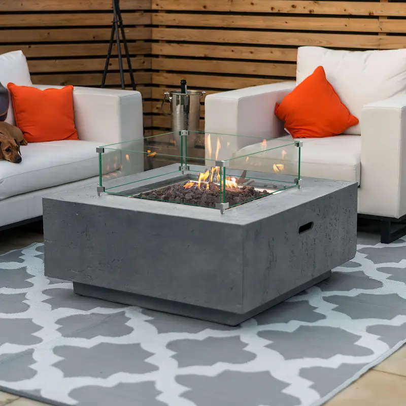 20" Square Glass Fire Pit Flame Guard By Homeroots