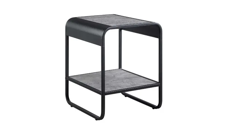 21" Black And Concrete Gray Manufactured Wood And Metal Rectangular End Table With Shelf By Homeroots
