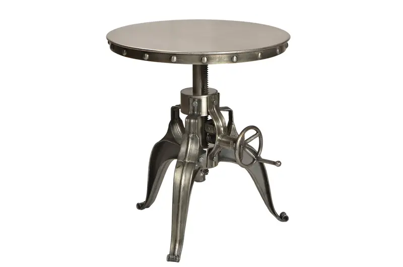 21" Silver Metal And Iron Round End Table By Homeroots