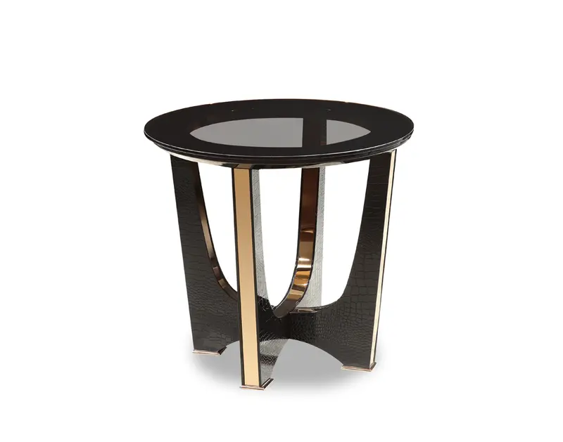 22' Black Crocodile and Rosegold End Table By Homeroots